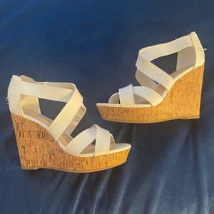Bamboo white wedges 5.5 - brand new!